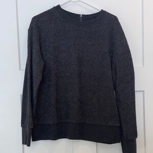 1X Ava & Viv Black Textured terry Crewneck Sweater